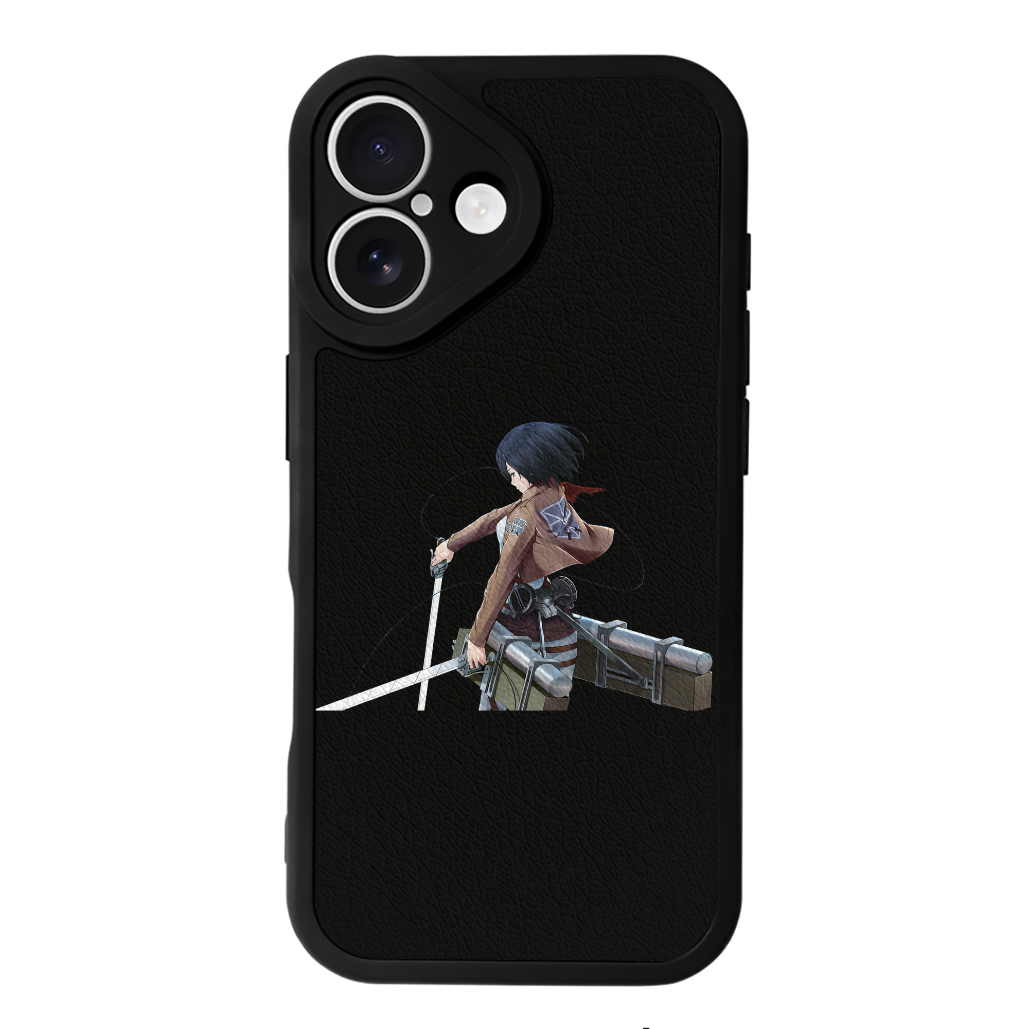 （画像用） 進撃の巨人 ミカサ·アッカーマン Attack on Titan Mikasa Ackerman 【iPhone 16シリーズ対応】シリコンスマホケース（レザー調） 材質：シリコン
